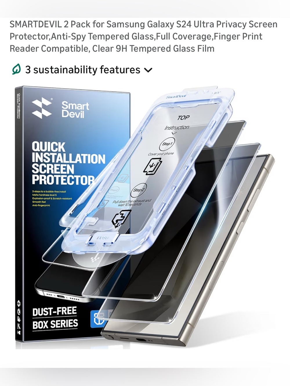 NEW SMARTDEVIL 2 Pack for Samsung Galaxy S24 Ultra Privacy Screen Protector